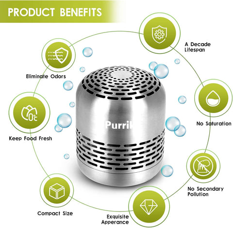 Fridge Closet Deodorizer,Lasts for 10 Years, Odor Eliminator,Fridge Deodorizer,More Effective Than Baking Soda Bamboo Air Purifying Bags