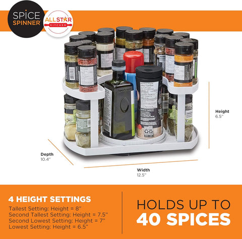 Spice Spinner Two-Tiered Spice Organizer & Holder That Saves Space, Keeps Everything Neat, Organized