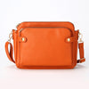 Crossbody Leather Shoulder Bag and Clutch with Stainless Steel Card Wallet