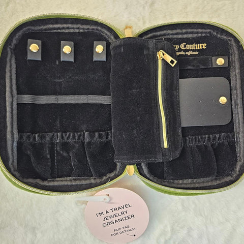 Juicy Couture Travel Jewelry Organizer Pouch Purse - Green & Pink