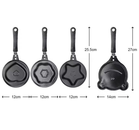 Set of 4 Breakfast Egg Omelet Pancake Flip Non-Stick Pan
