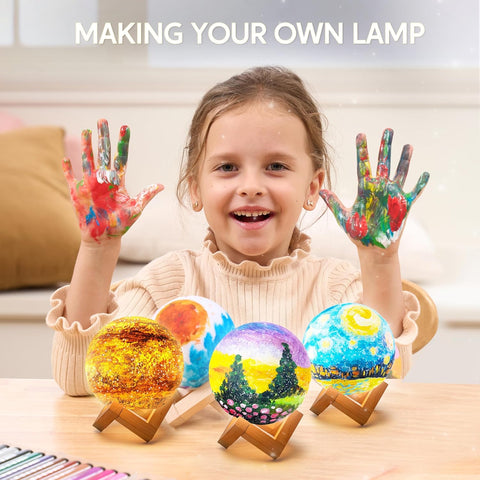 DIY 3D Moon Lamp Kit – Paint Your Own Galaxy Night Light for Kids & Adults | Arts & Crafts Gift Set
