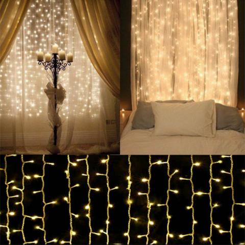 10Ft 300-LED String Curtain Lights- Assorted Colors