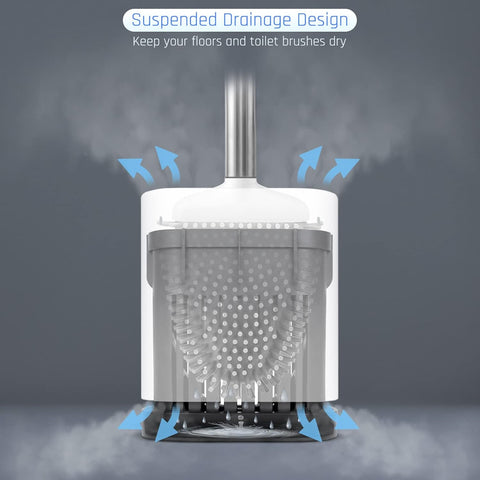 Sellemer Toilet Brush and Holder Set for Bathroom, Flexible Toilet Bowl Brush Head with Silicone Bristles, Compact Size for Storage and Organization