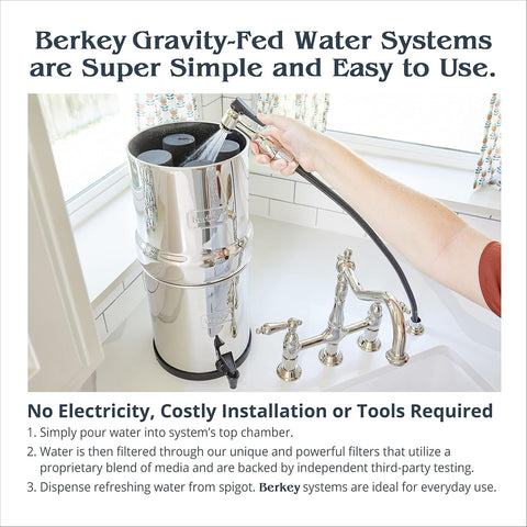 Travel Berkey Gravity-Fed Water Filter Enjoy Potable Water While Camping, RVing, Off-Grid, Emergencies, Every Day at Home