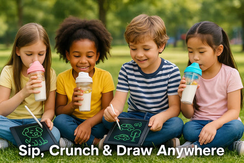 CrunchCup + LCD Drawing Tablet Bundle – Sip, Crunch & Create Anywhere