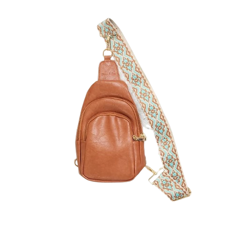 Boho Chic Sling Bag with Embroidered Strap