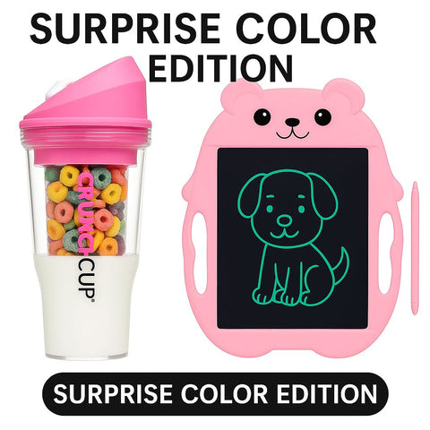 CrunchCup + LCD Drawing Tablet Bundle – Sip, Crunch & Create Anywhere