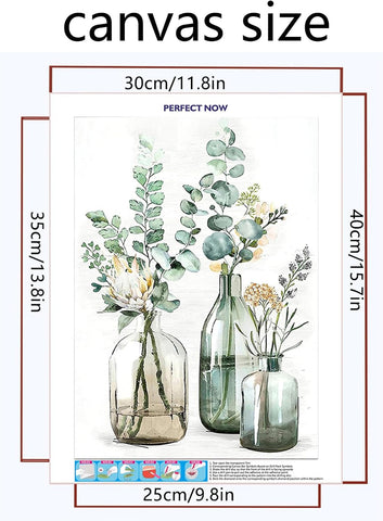 5D Diamond Art Kits for Adults Pretty Plants DIY Paint with Round Full Drill Diamonds Painting Mosaic Gems Art 12" x 16"