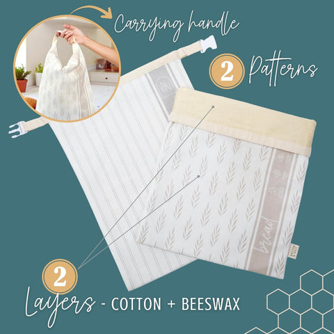 Reusable Beeswax Bread Bags – XL Eco-Friendly Food Storage for Homemade Bread & Sourdough | Natural, Sustainable, Zero-Waste Alternative to Plastic
