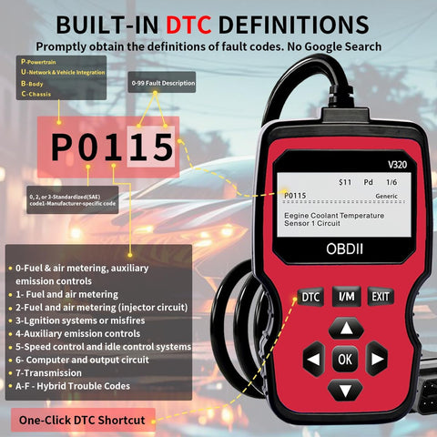 V320 Car Diagnostic Scanner - OBD2 Scanner Diagnostic Tool, Engine Fault Code Reader for Mechanics & DIYers.