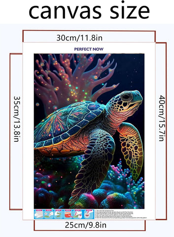 5D Diamond DIY Art Kits for Adult Turtle DIY Paint with Round Full Drill Diamonds Painting Mosaic Gems Art 12" x 16"