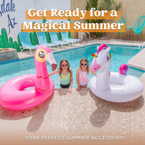 2-Pack Flamingo Unicorn Summer Pool Floatie