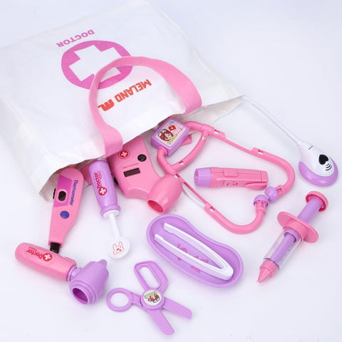 Pretend Play Toy Doctor Set with Dog , Carrying Bag, Stethoscope & Dress Up Costume Gift for Kids
