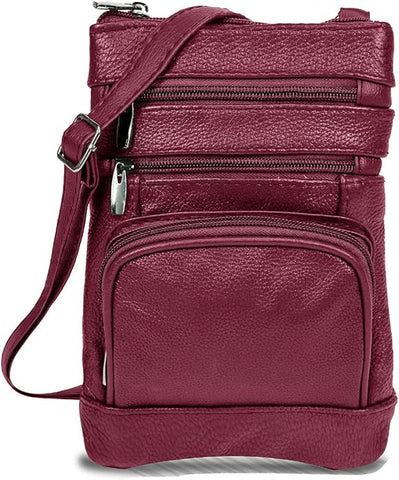 Krediz Genuine Leather Cross Body Handbag - Soft & Durable Crossbody Bags- 3 Sizes Multiple Colors