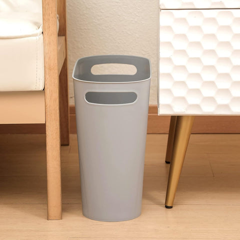 Small Trash Can, Slim Garbage Can Plastic Waste Basket with Handles 3.5 Gallon Container Bin for Narrow Spaces Bathroom, Bedroom, Kitchen, Office at Home, 2 Pack