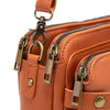 Crossbody Leather Shoulder Bag and Clutch with Stainless Steel Card Wallet