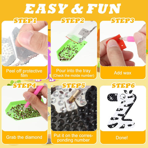 26 Pcs Diamond Art Painting Magnets Cartoon Animal Letters for Fridge Magnetic Diamond Art Painting Kit Fridge Sticker Magnet Craft