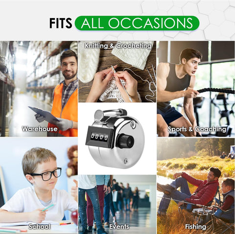 Metal 4-Digit Hand Tally Counter Clicker for Sports, Events, Training