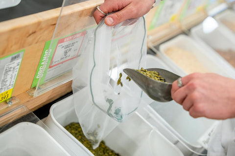 Reusable Mesh Produce Bags - Washable Set of 9 Premium Bags, TRANSPARENT Lightweight