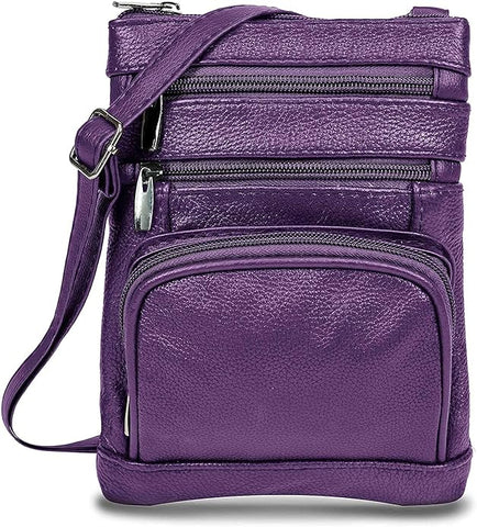 Krediz Genuine Leather Cross Body Handbag - Soft & Durable Crossbody Bags- 3 Sizes Multiple Colors