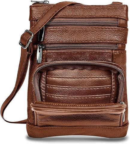 Krediz Genuine Leather Cross Body Handbag - Soft & Durable Crossbody Bags- 3 Sizes Multiple Colors