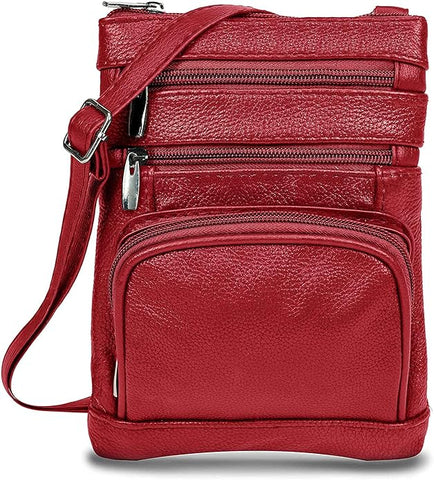 Krediz Genuine Leather Cross Body Handbag - Soft & Durable Crossbody Bags- 3 Sizes Multiple Colors