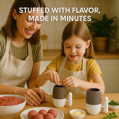 Stuffed Meatball Maker 2in1 Press for Perfectly Filled Meatballs, Cakes & More