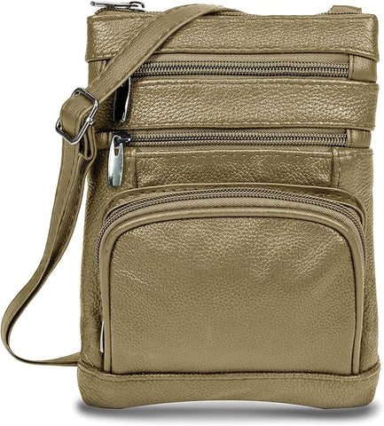 Krediz Genuine Leather Cross Body Handbag - Soft & Durable Crossbody Bags- 3 Sizes Multiple Colors