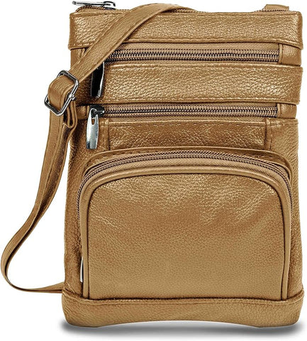 Krediz Genuine Leather Cross Body Handbag - Soft & Durable Crossbody Bags- 3 Sizes Multiple Colors