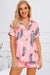 Printed Button Up Short Sleeve Top and Shorts Lounge Set