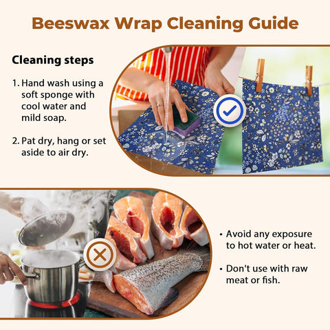 Reusable Beeswax Wraps – 9 Pack Organic Cotton Food Covers for Sandwiches, Cheese &amp; Produce