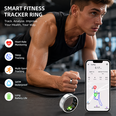 Smart Ring AI Fitness & Sleep Tracker, Waterproof Activity Monitor for iOS & Android with App Connectivity