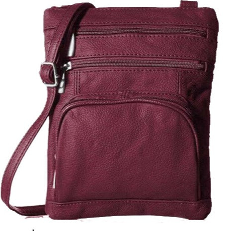 Genuine Leather Crossbody Bag - Multi-Size Options (Standard, Plus, XL)