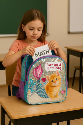 Kitten 16" Sparkly Girls School Backpack