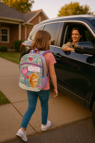 Kitten 16" Sparkly Girls School Backpack