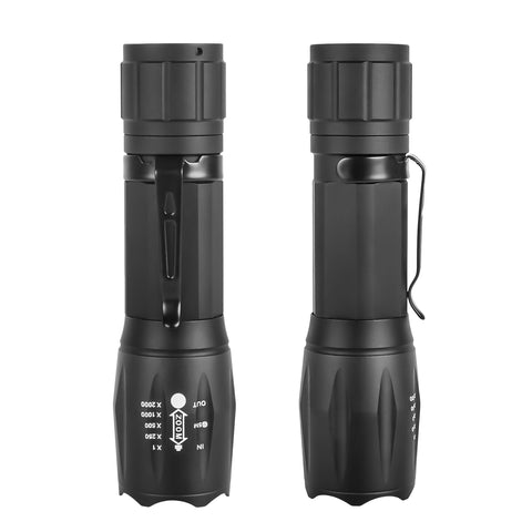 2 Pack Light Bead Telescopic Zoom Strong Adjustable Mode Flashlight