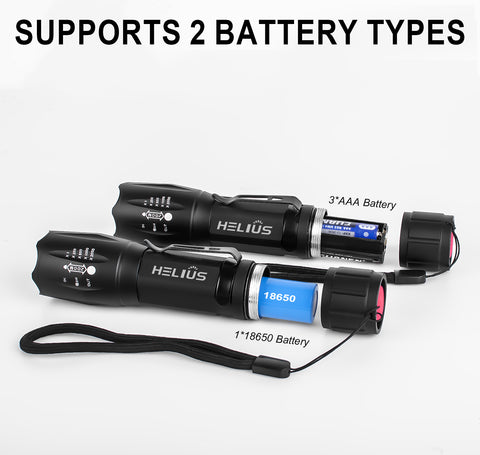 2 Pack Light Bead Telescopic Zoom Strong Adjustable Mode Flashlight