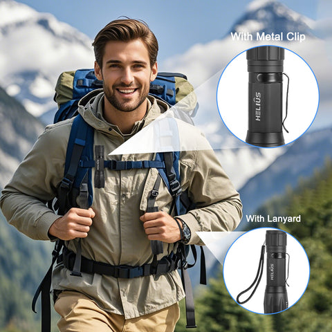 2 Pack Light Bead Telescopic Zoom Strong Adjustable Mode Flashlight