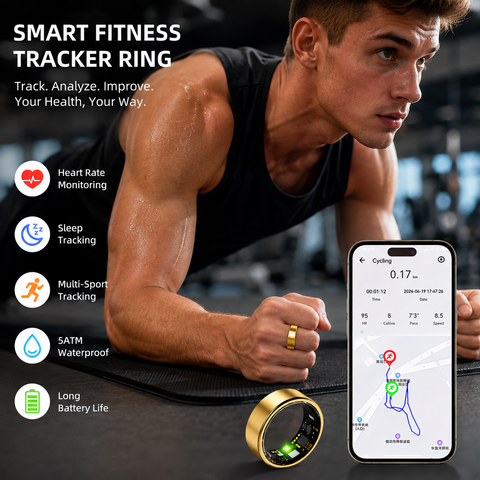 Smart Ring AI Fitness & Sleep Tracker, Waterproof Activity Monitor for iOS & Android with App Connectivity