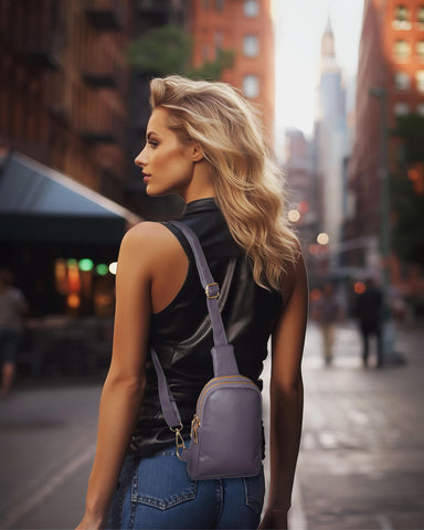 Unisex Real Leather Sling Bag Fanny Crossbody