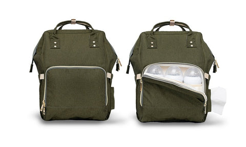 Durable Multifunction Diaper Bag Water-Resistant Olive Green Backpack