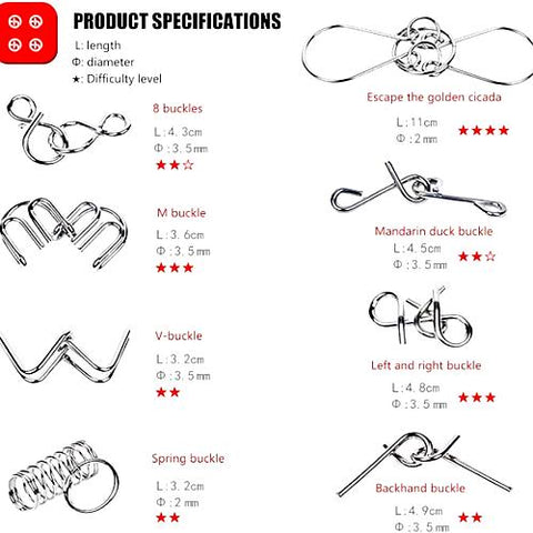 Pack of 40 Metal Wire Puzzle Brain Busters – Fun & Challenging for All Ages