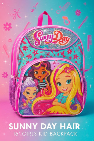 Sunny Day Hair 16" Adjustable Girls Backpack – Perfect for School