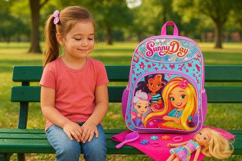 Sunny Day Hair 16" Adjustable Girls Backpack – Perfect for School