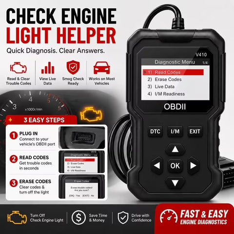 OBD2 Scanner V410 Car Diagnostic Tool – Auto Code Reader for All Vehicles, Engine Fault Code Reader Scanner Tool