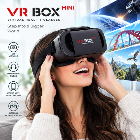 VR Box Headset for Smartphones, 3D Virtual Reality Glasses with Immersive Audio & 360° Video Experience