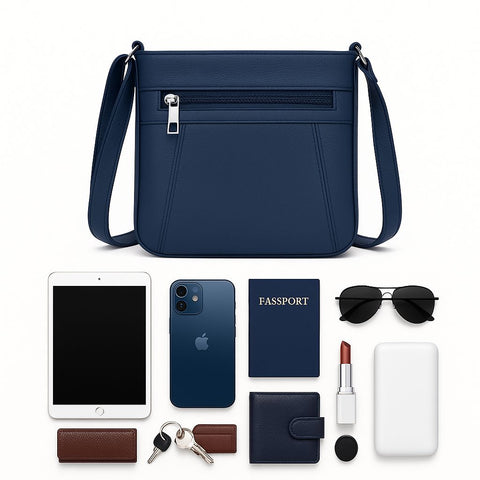 Women’s Luxury Genuine Leather Crossbody Bag – Adjustable Strap, Multi-Pocket Design, Durable Lining