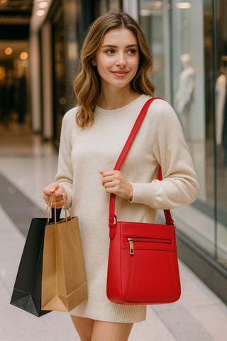 Women’s Luxury Genuine Leather Crossbody Bag – Adjustable Strap, Multi-Pocket Design, Durable Lining