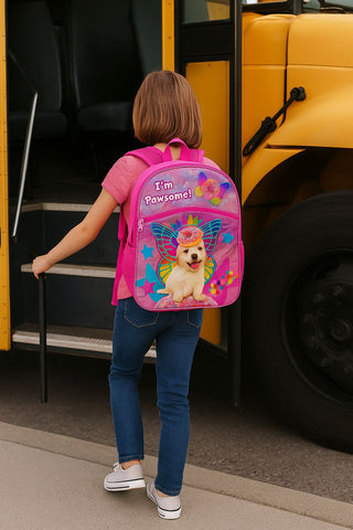 Rainbow Puppy Backpack- 16" Fun & Sparkly Girls School Backpack